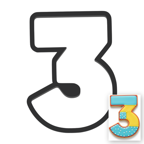 3 Block Numbers Cookie Cutter with Easy Push Design — main photo