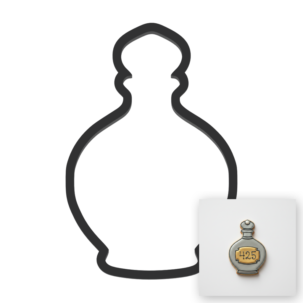 Perfume or Potion Bottle Cookie Cutter with Easy Push Design — main photo