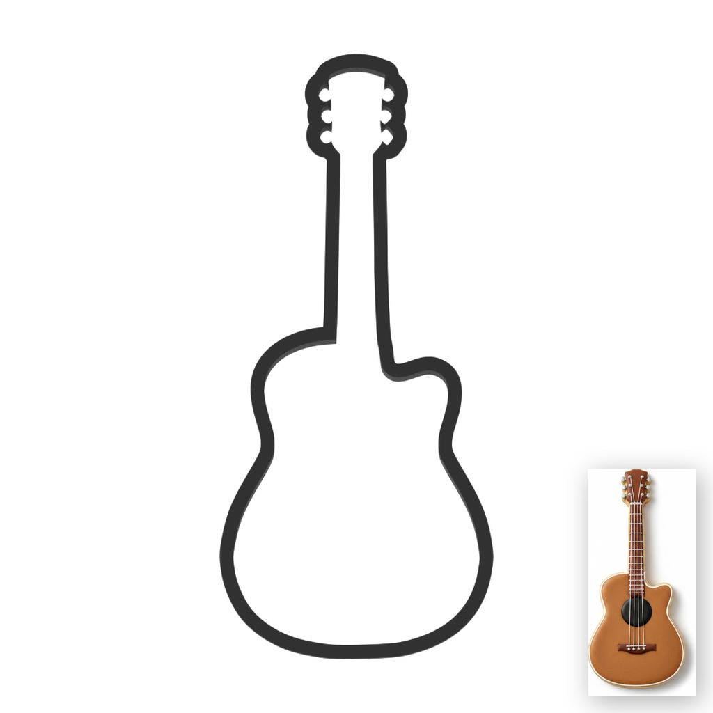 Acoustic Guitar Cookie Cutter with Easy Push Design — main photo
