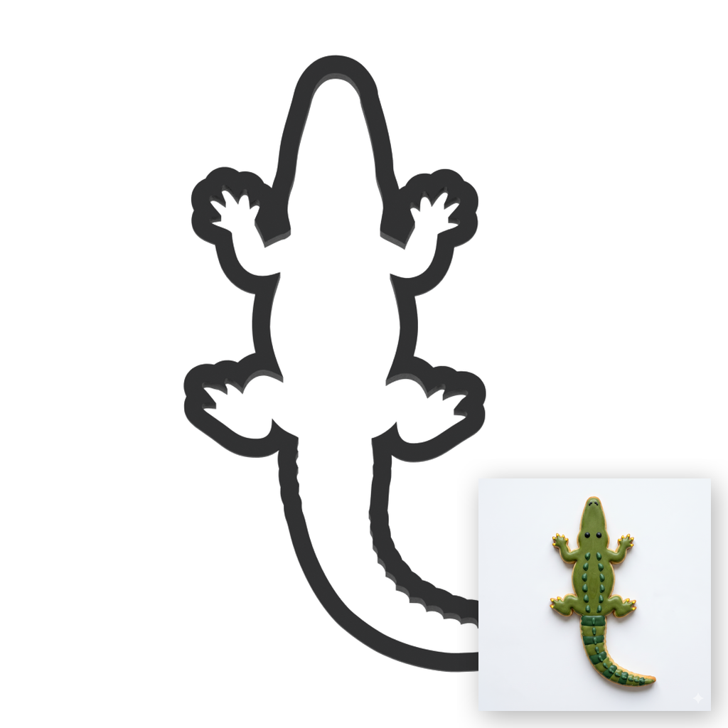 Alligator Cookie Cutter with Easy Push Design — main photo