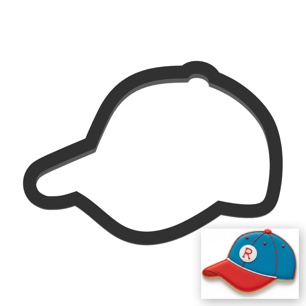 Baseball Cap Cookie Cutter with Easy Push Design — main photo