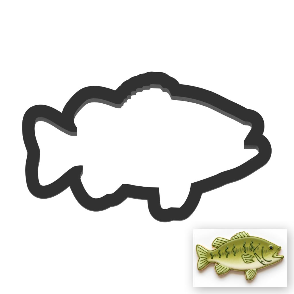 Bass Fish Cookie Cutter with Easy Push Design — main photo