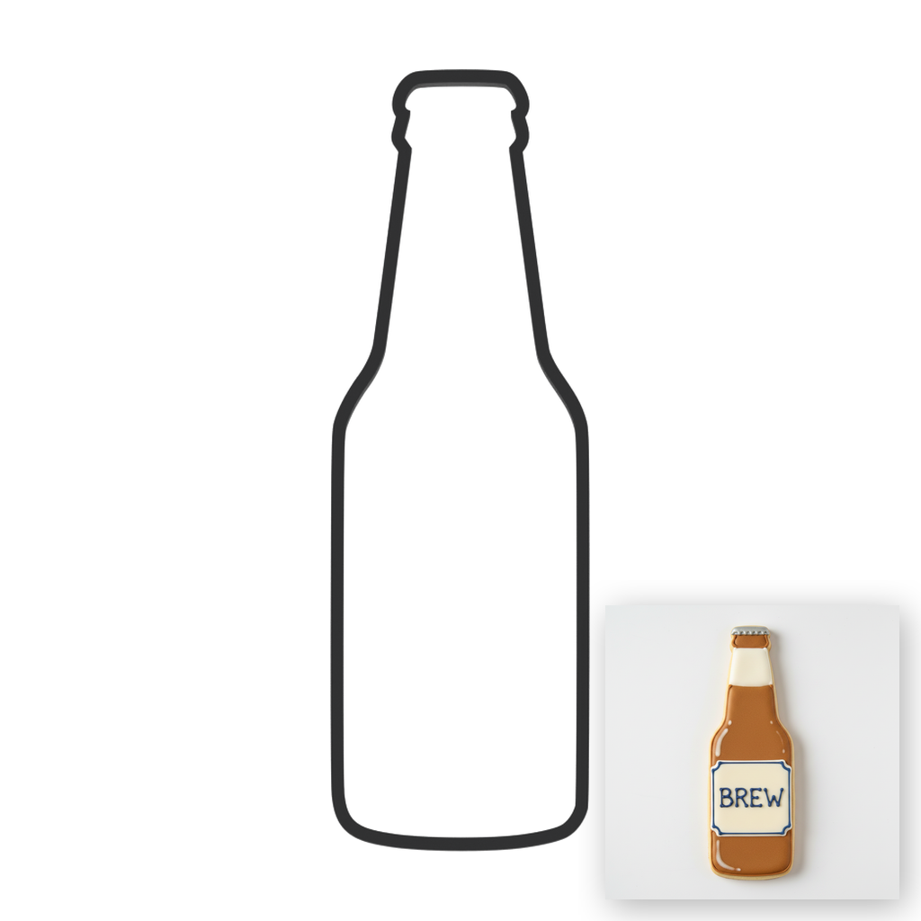 Beer Bottle Cookie Cutter with Easy Push Design — main photo