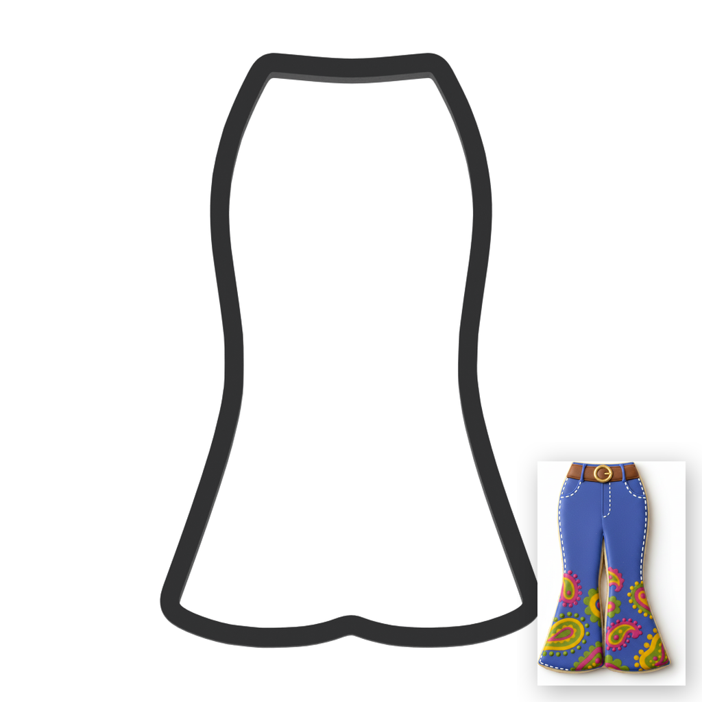 Bell Bottom Pants Cookie Cutter with Easy Push Design — main photo
