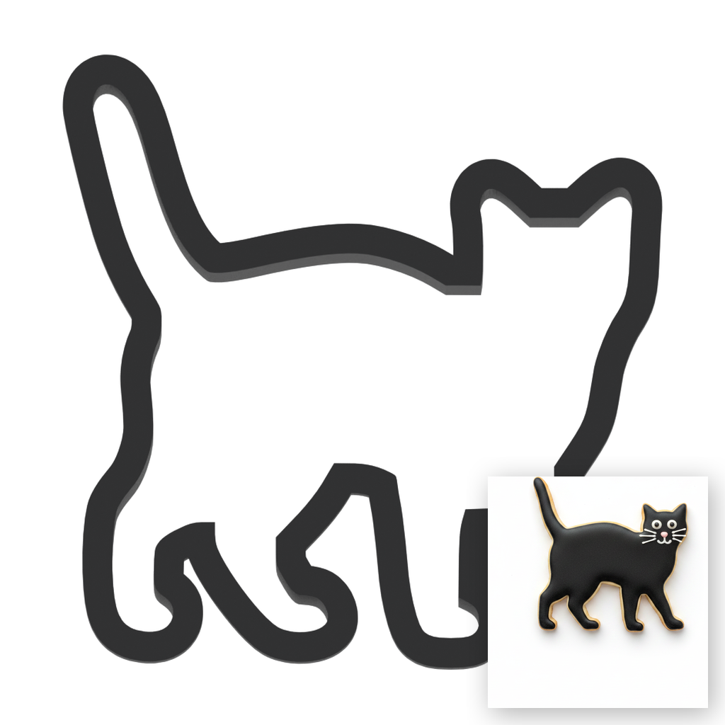 Black Cat Cookie Cutter with Easy Push Design — main photo