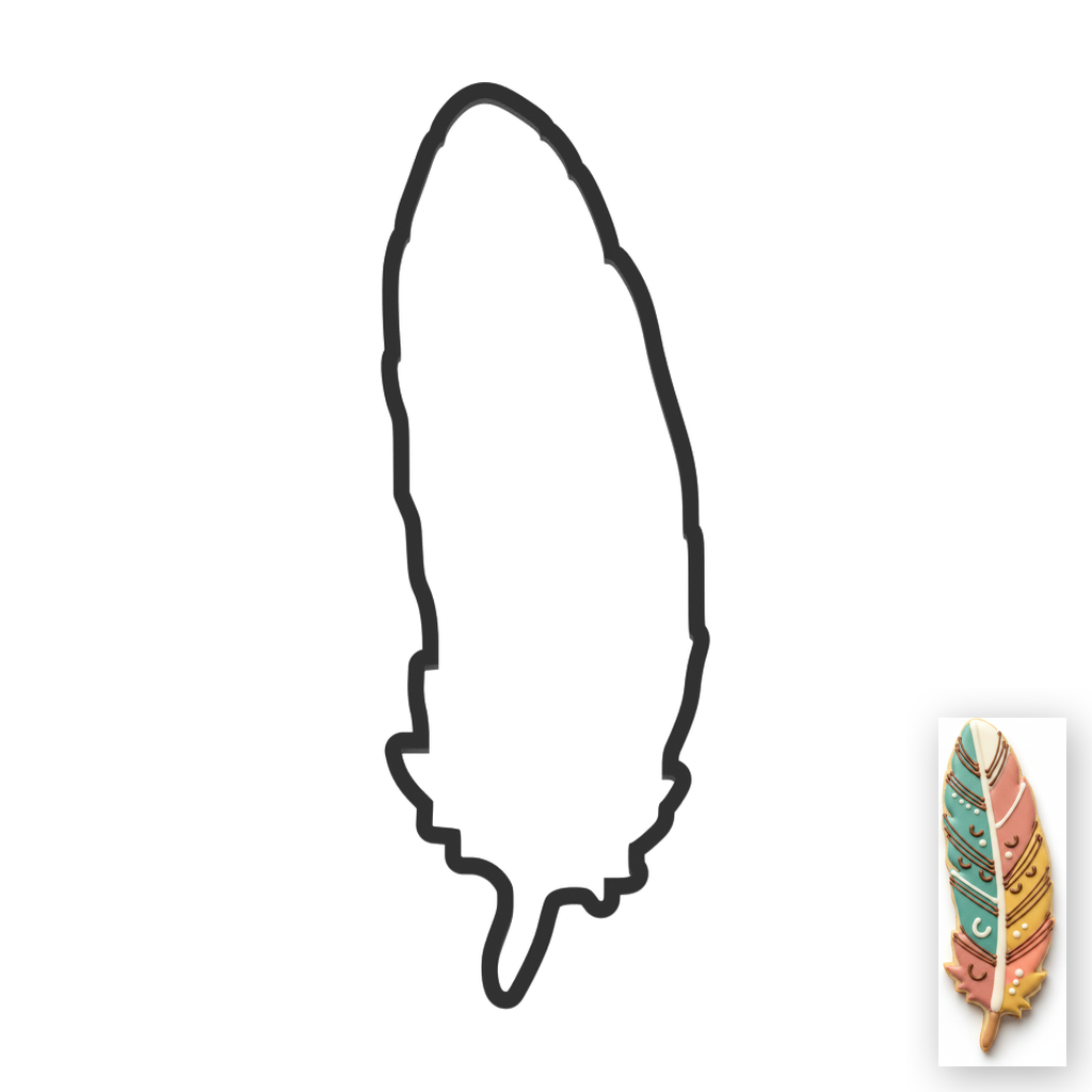 Bohemian Style Feather Cookie Cutter with Easy Push Design — main photo