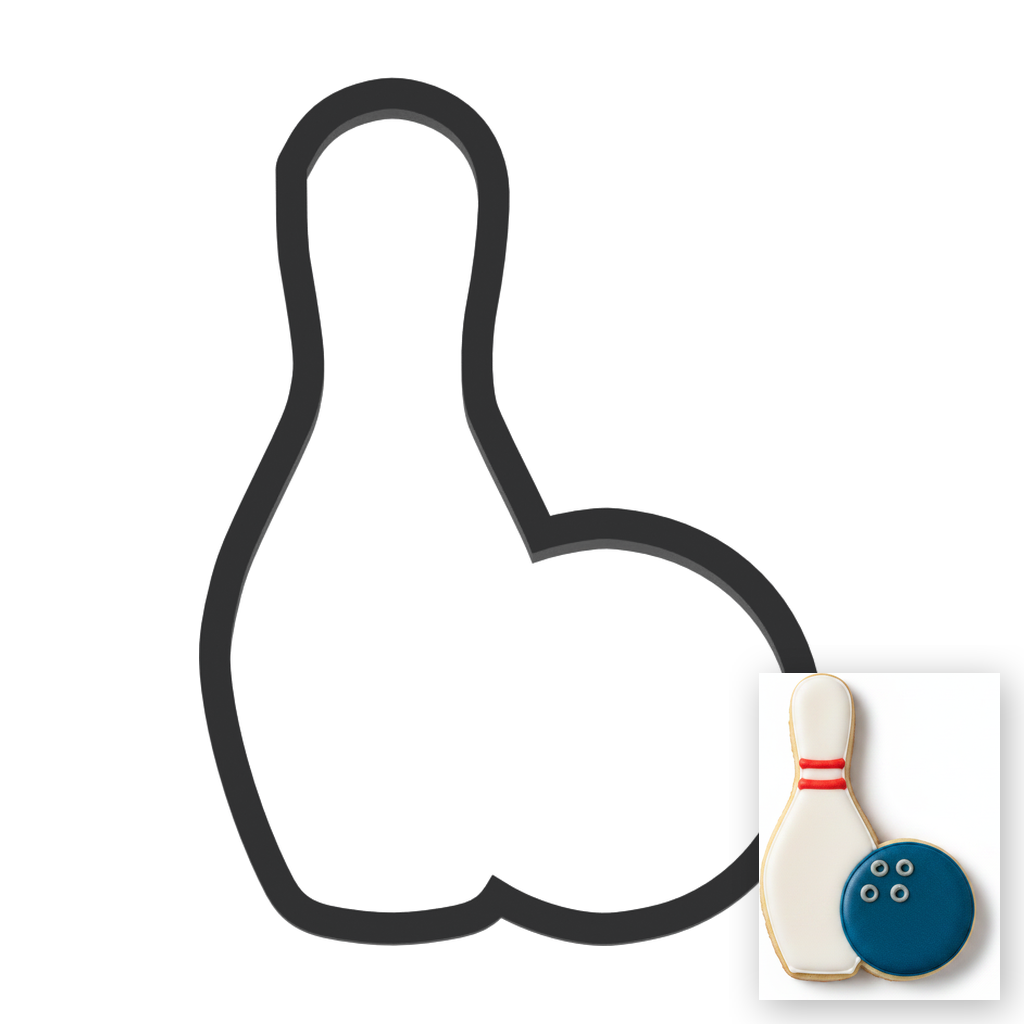 Bowling Pin And Ball Cookie Cutter with Easy Push Design — main photo