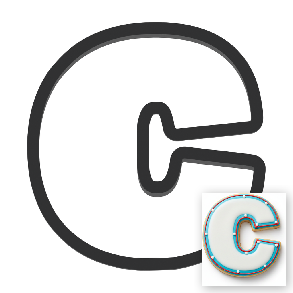 c Lowercase Block Letter Cookie Cutter with Easy Push Design — main photo