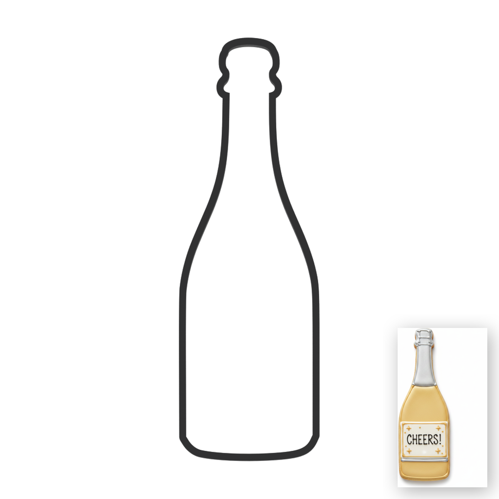 Champagne Bottle Cookie Cutter with Easy Push Design — main photo