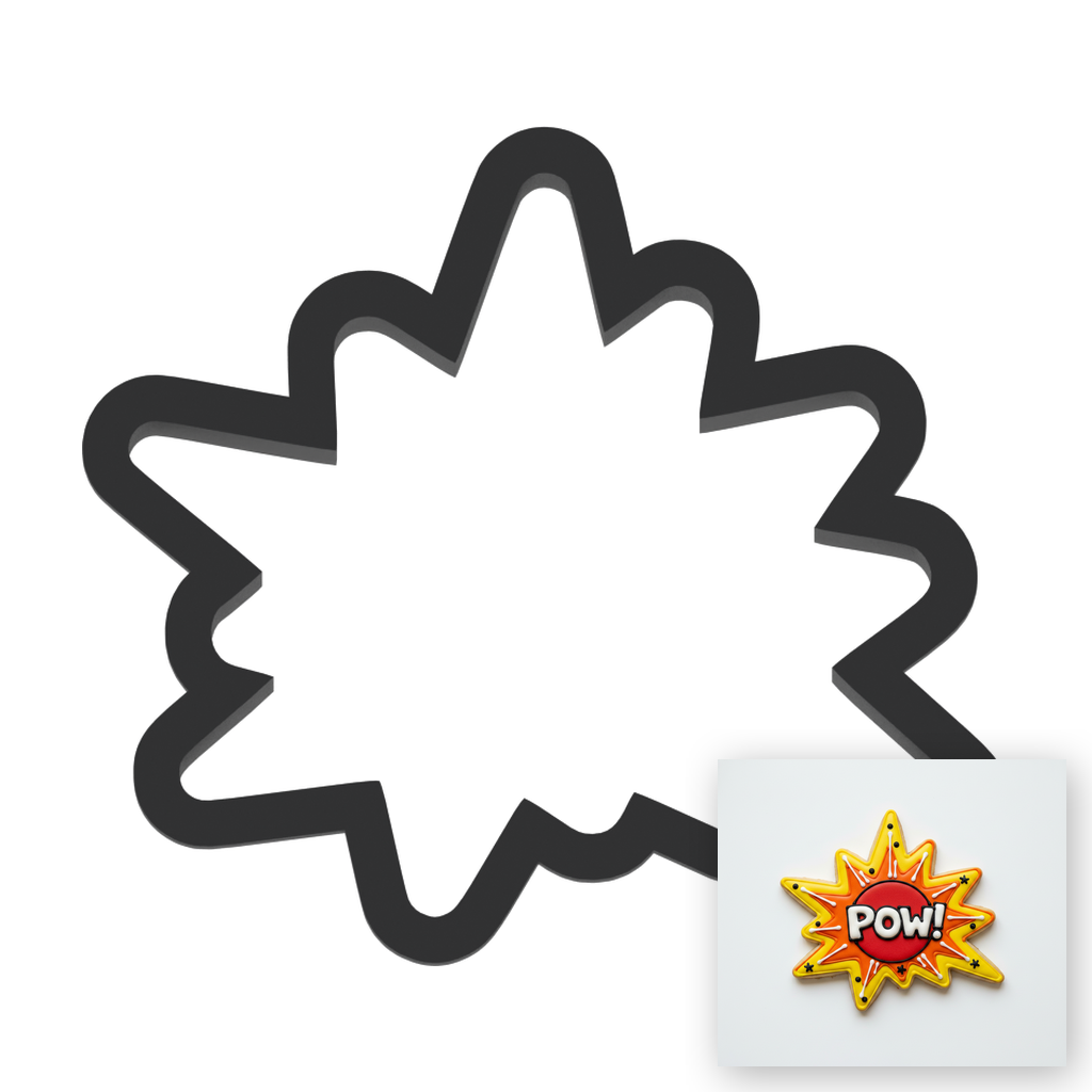 Comic Pow Cookie Cutter with Easy Push Design — main photo