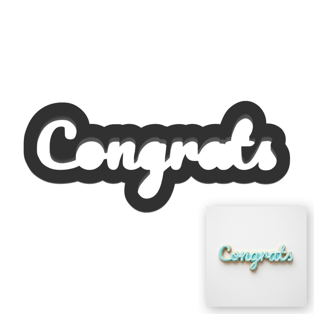 Congrats Word Outline Cookie Cutter with Easy Push Design — main photo