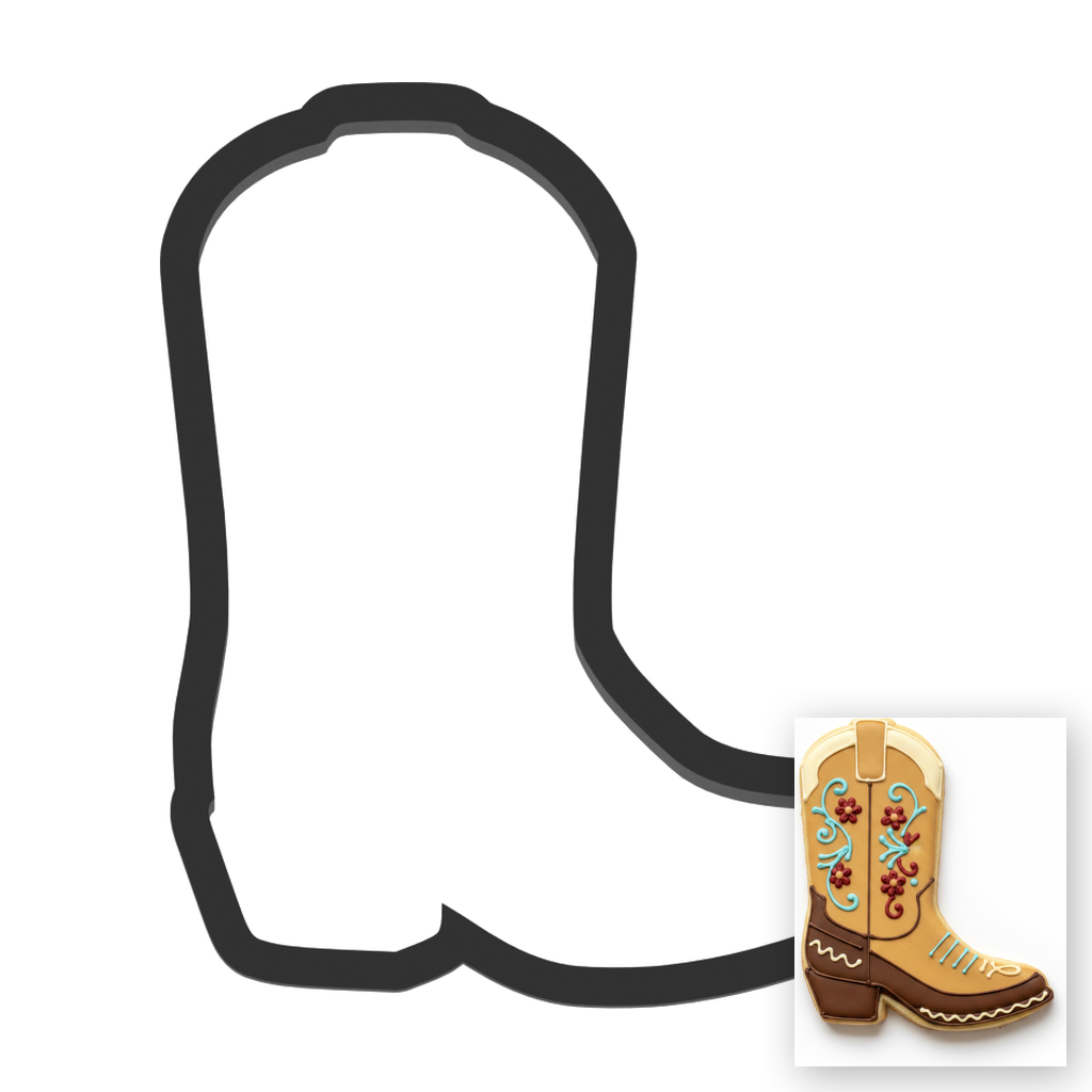 Cowboy Boot Cookie Cutter with Easy Push Design — main photo