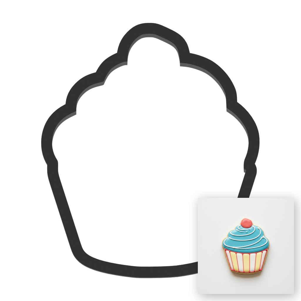 Cupcake Cookie Cutter with Easy Push Design — main photo
