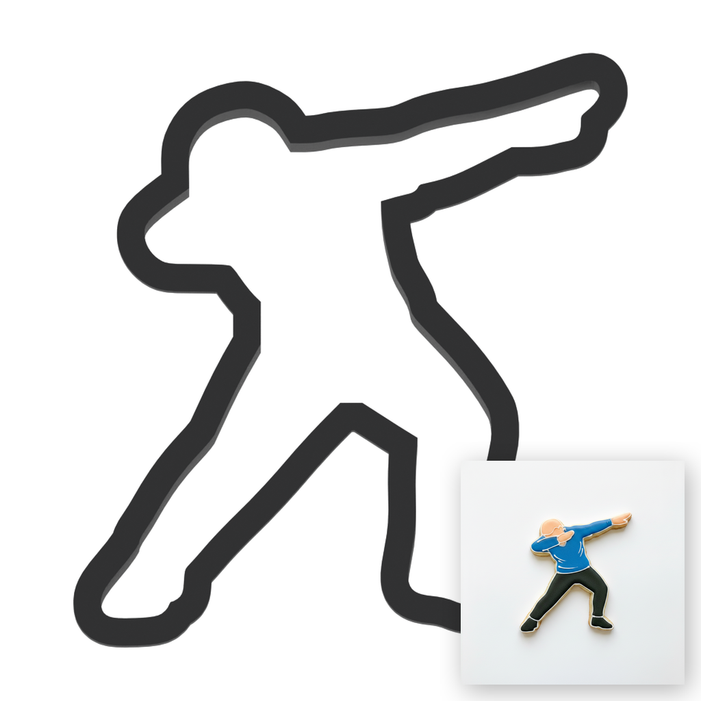 Dab Dance Pose Cookie Cutter with Easy Push Design — main photo
