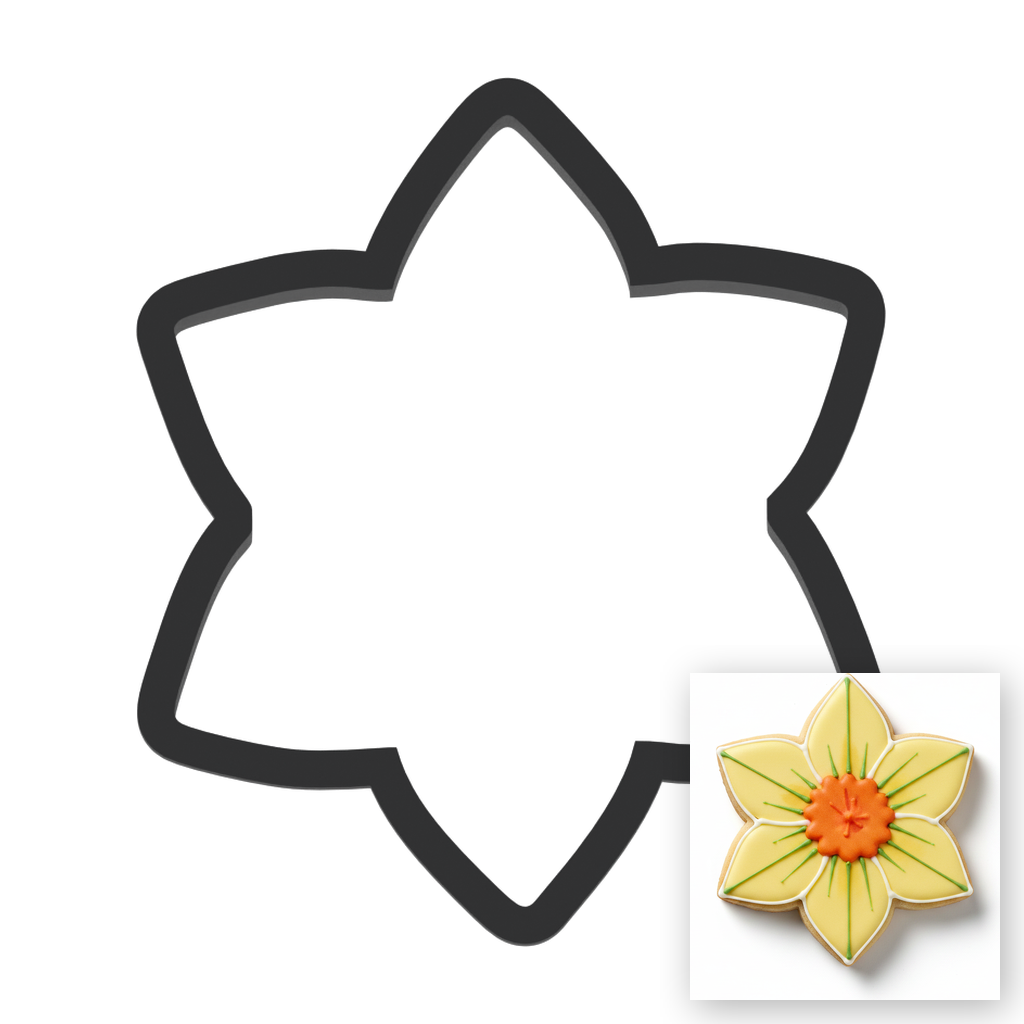 Daffodil Flower Cookie Cutter with Easy Push Design — main photo