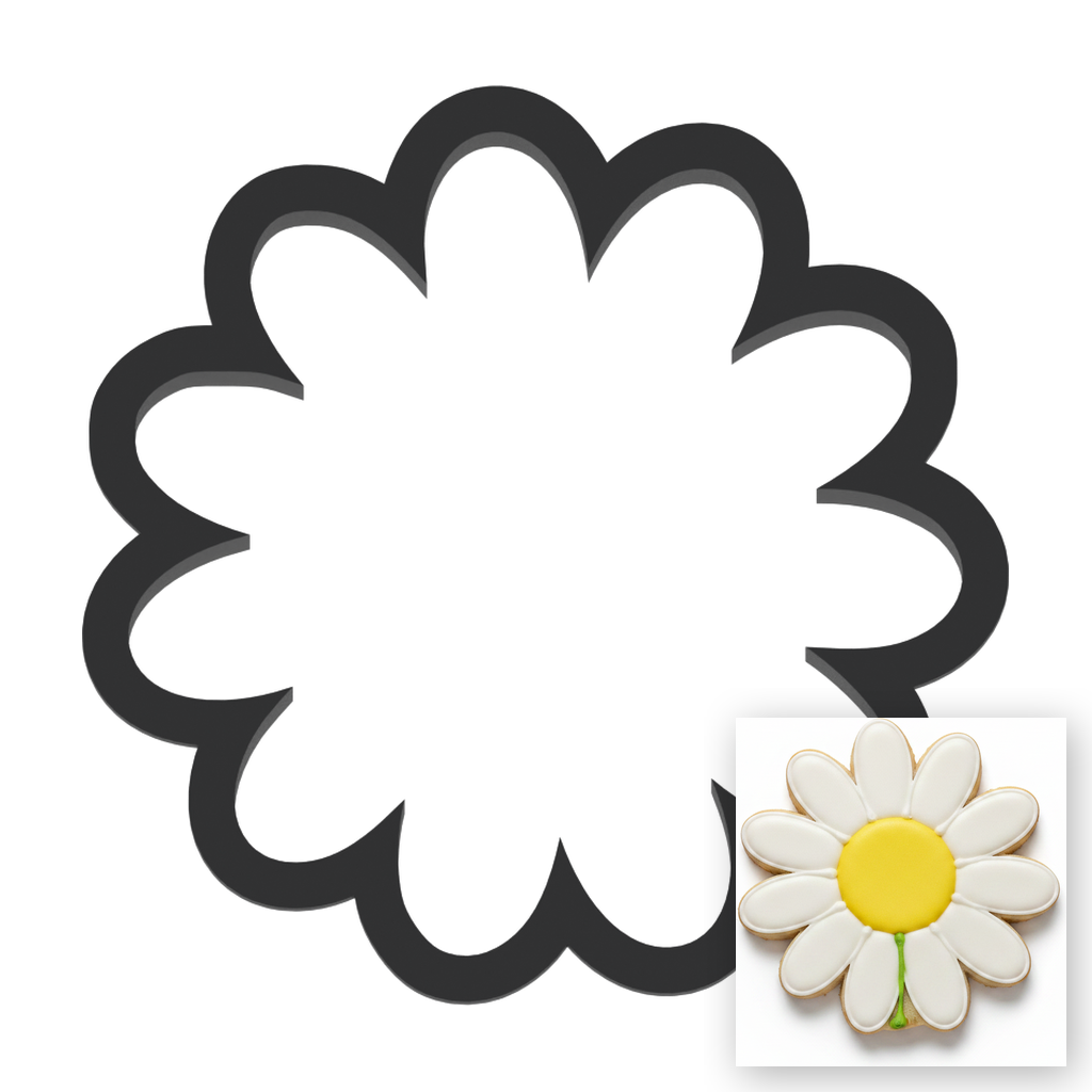 Daisy Flower 12 Petal Cookie Cutter with Easy Push Design — main photo