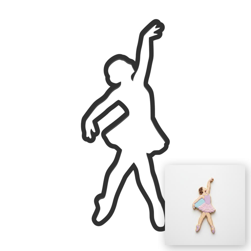 Dance Silhouette Cookie Cutter with Easy Push Design — main photo