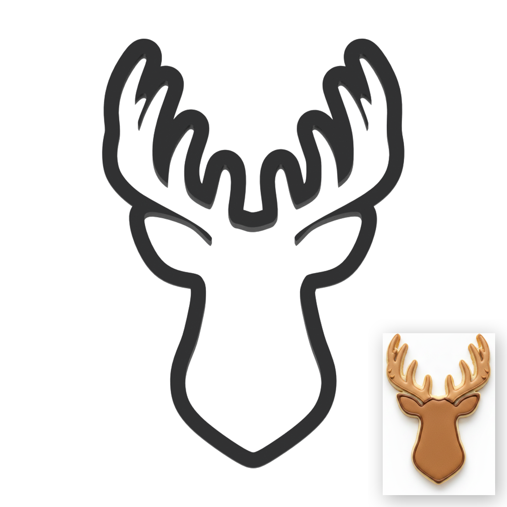 Deer Head Cookie Cutter with Easy Push Design — main photo