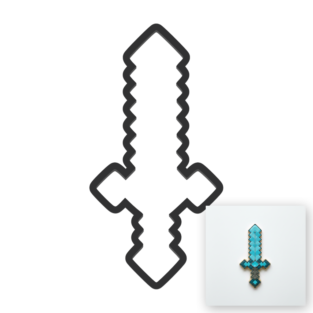 Diamond Sword Cookie Cutter with Easy Push Design — main photo