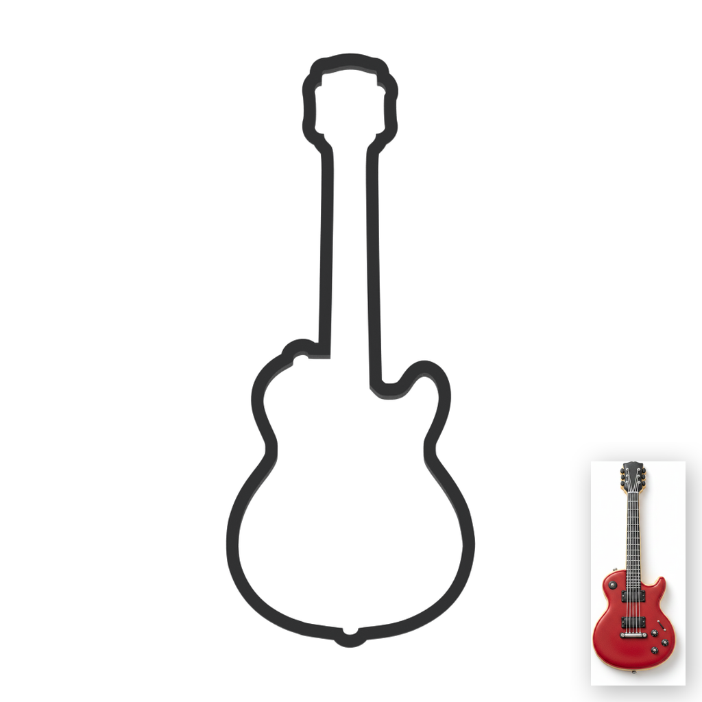 Electric Guitar Cookie Cutter with Easy Push Design — main photo