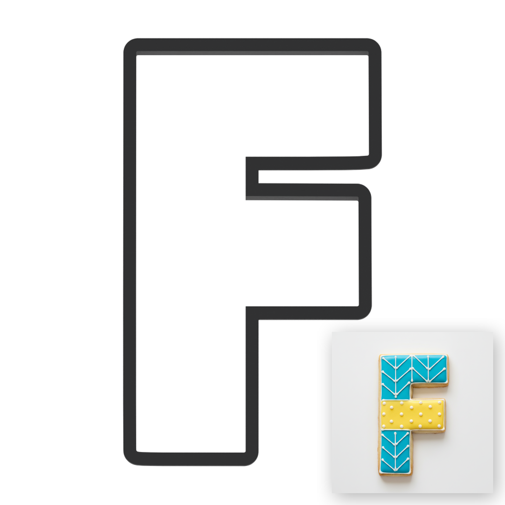 F Capital Block Letter Cookie Cutter with Easy Push Design — main photo