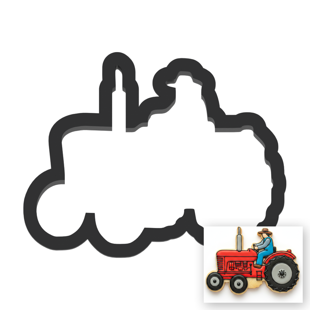 Farmer On A Tractor Cookie Cutter with Easy Push Design — main photo
