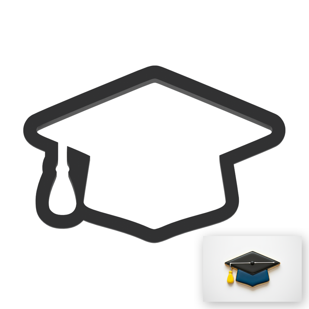 Graduation Cap Cookie Cutter with Easy Push Design — main photo