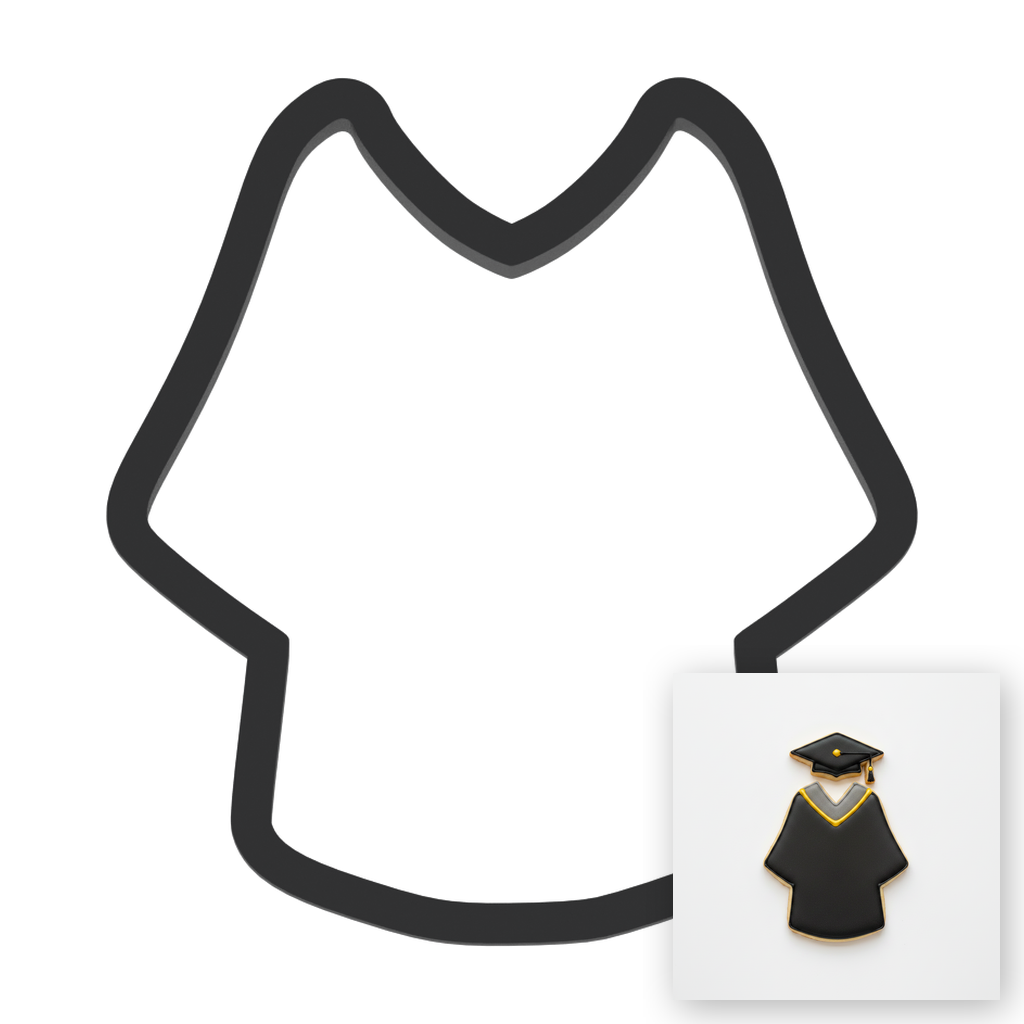 Graduation Gown Cookie Cutter with Easy Push Design — main photo