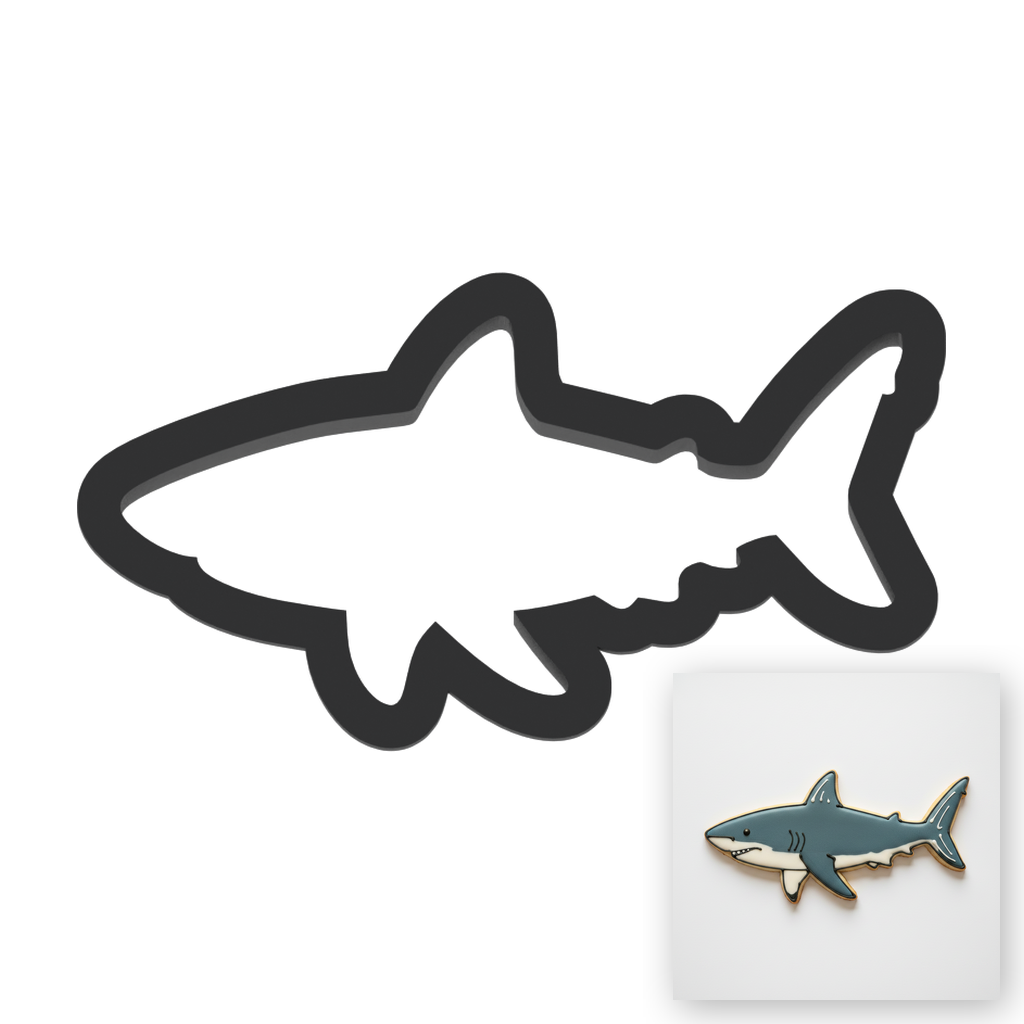 Great White Shark Cookie Cutter with Easy Push Design — main photo