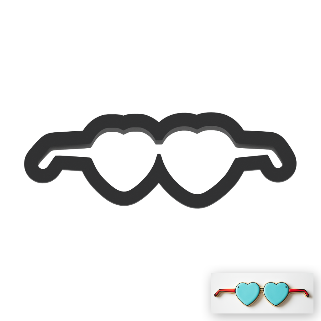 Heart Shaped Sunglasses Cookie Cutter with Easy Push Design — main photo