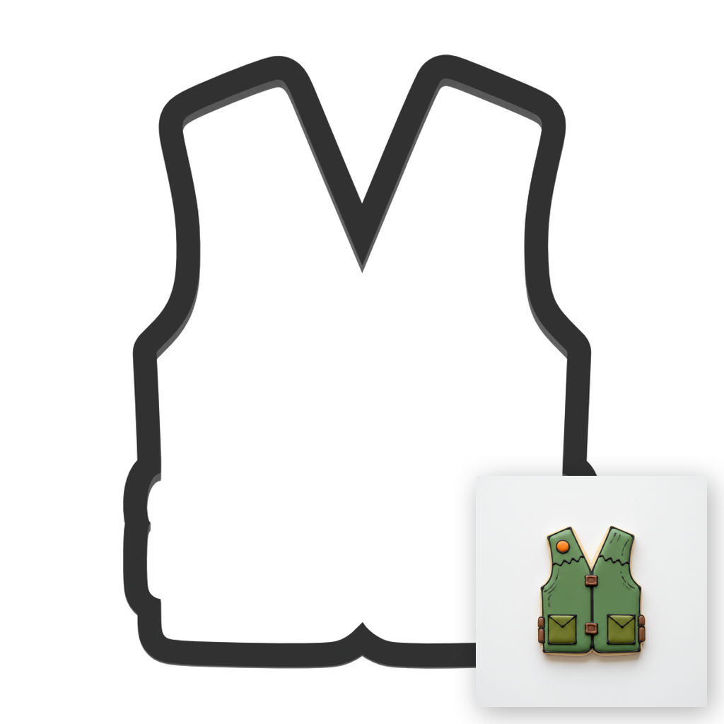 Hunting Vest Cookie Cutter with Easy Push Design — main photo