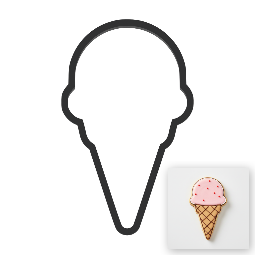 Ice Cream Cone Cookie Cutter with Easy Push Design — main photo