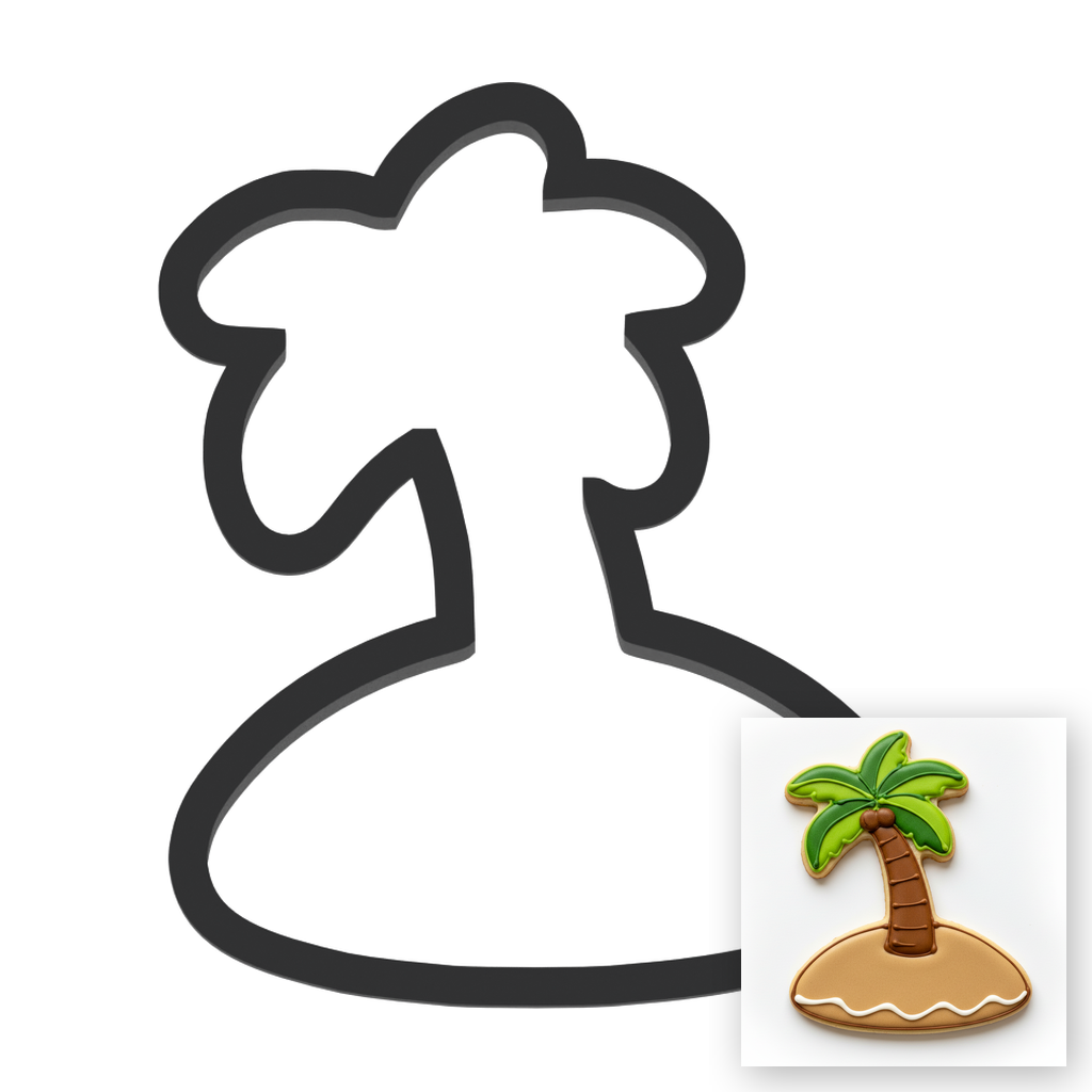 Island With Palm Tree Cookie Cutter with Easy Push Design — main photo