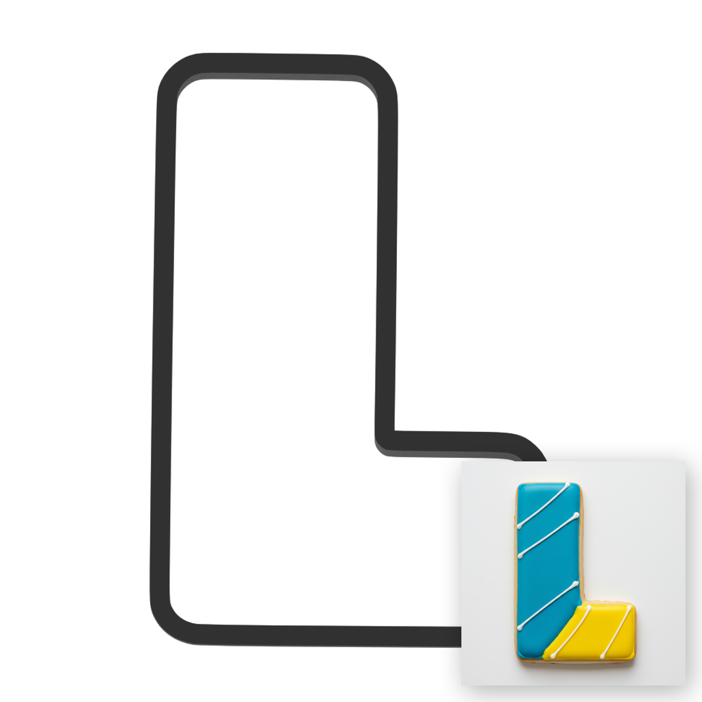 L Capital Block Letter Cookie Cutter with Easy Push Design — main photo