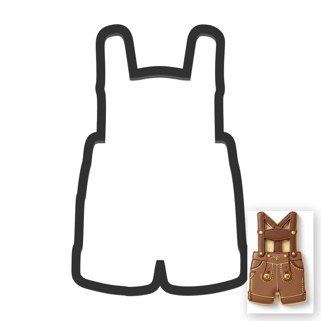 Lederhosen Cookie Cutter with Easy Push Design — main photo
