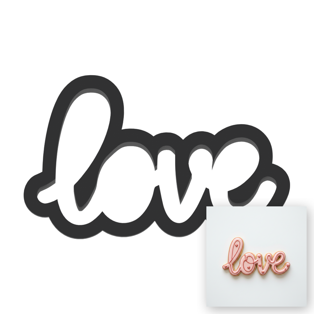 Love Word Outline Cookie Cutter with Easy Push Design — main photo
