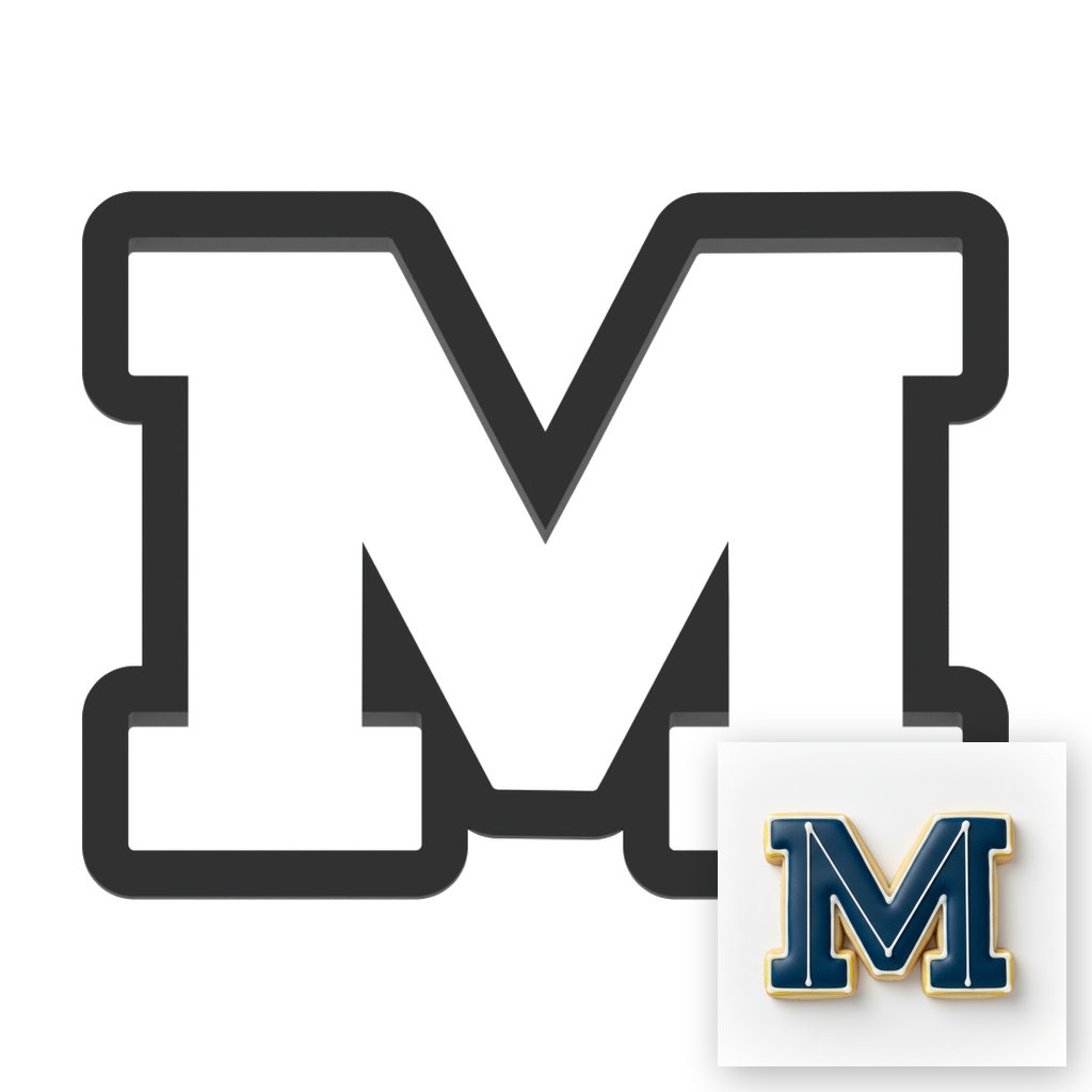 M Capital Block Letter Cookie Cutter with Easy Push Design — main photo