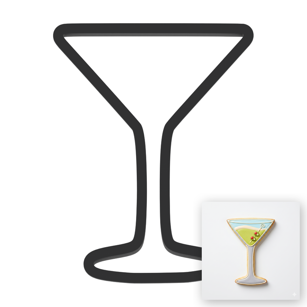 Martini Glass Cookie Cutter with Easy Push Design — main photo