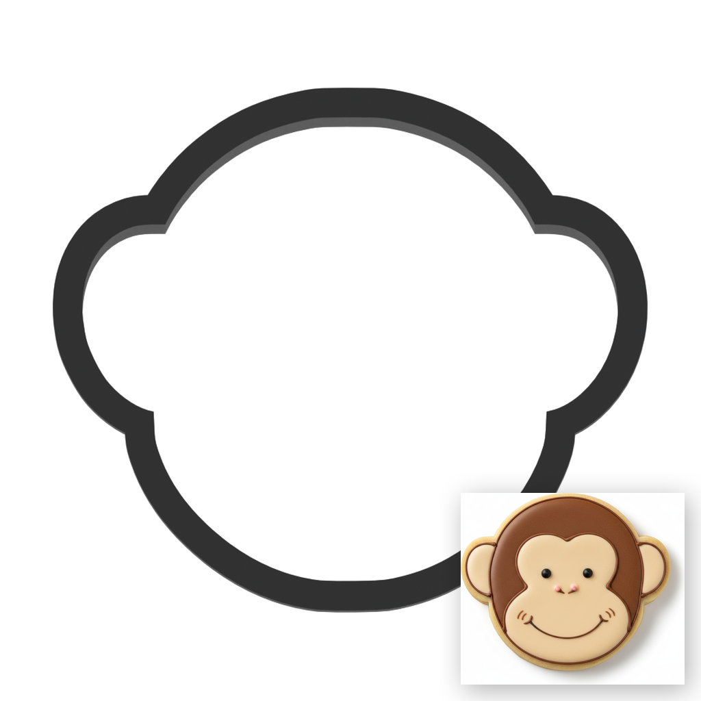 Monkey Head Cookie Cutter with Easy Push Design — main photo