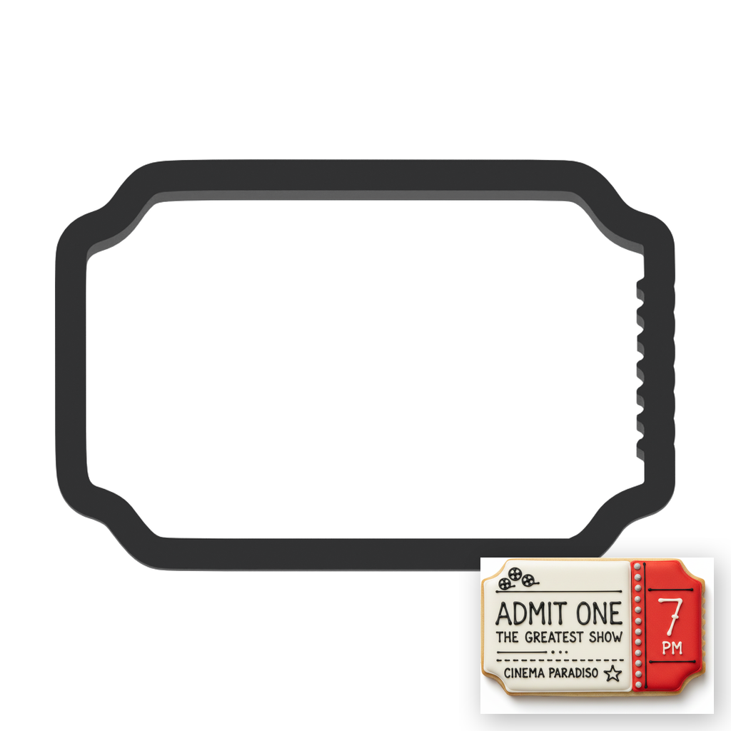 Movie Ticket Cookie Cutter with Easy Push Design — main photo