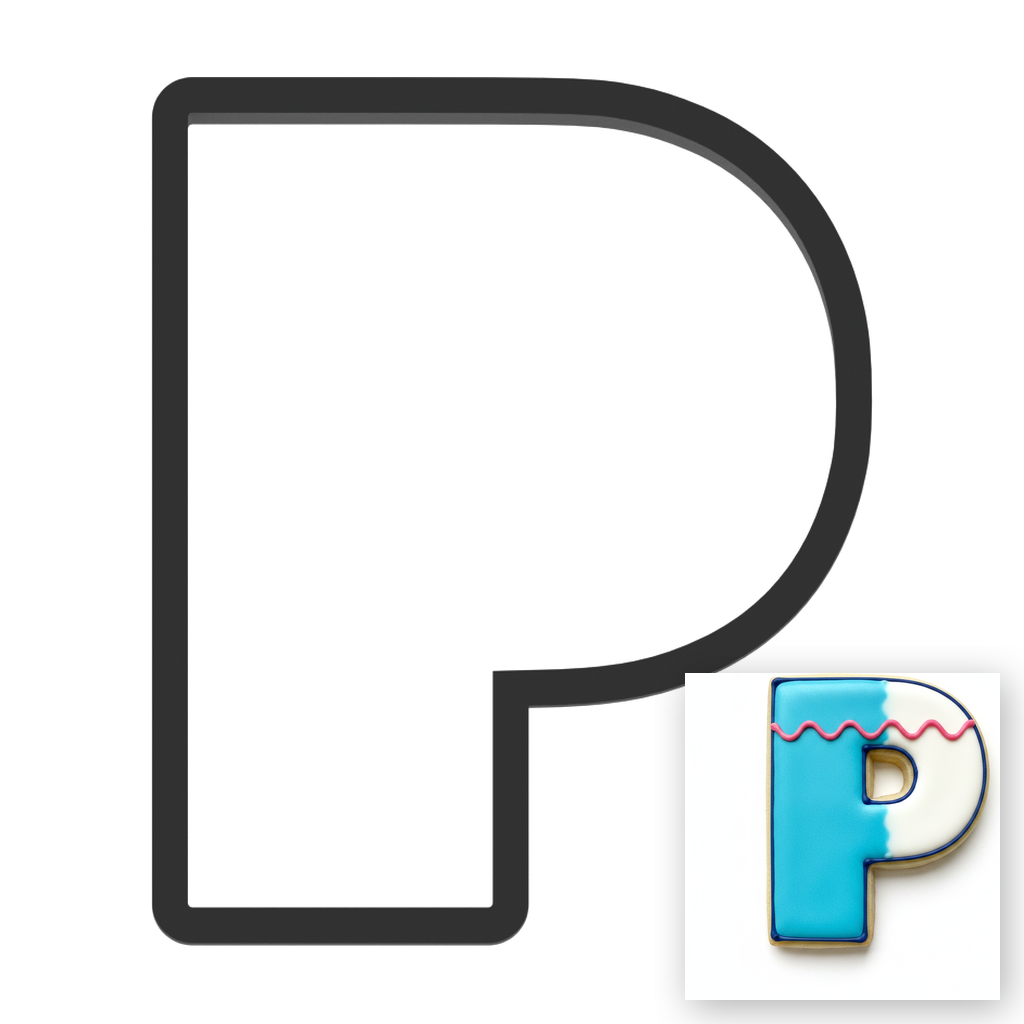 P Capital Block Letter Cookie Cutter with Easy Push Design — main photo