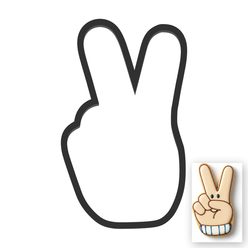 Peace Sign Fingers Cookie Cutter with Easy Push Design — main photo