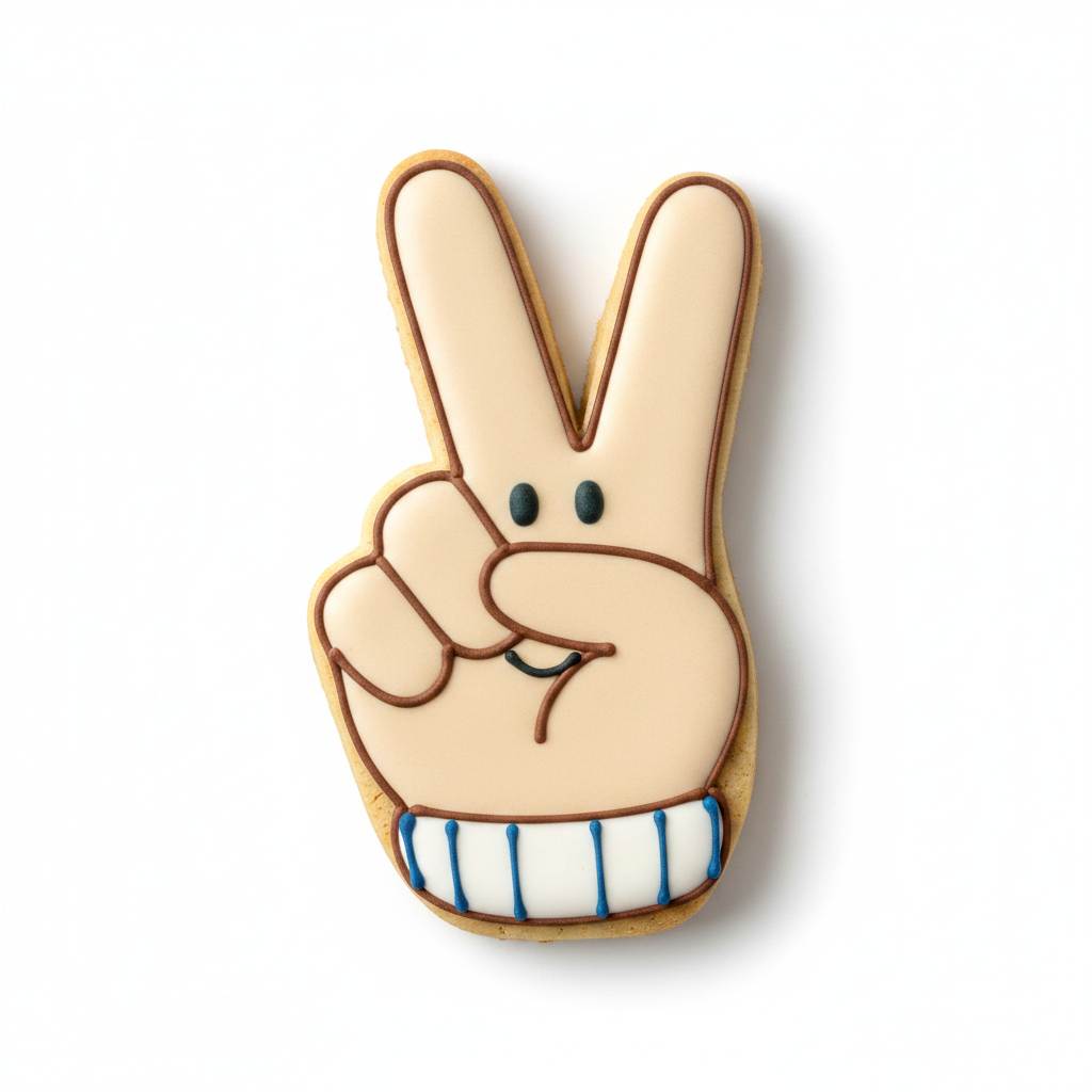 Peace Sign Fingers Cookie Cutter with Easy Push Design — photo 2