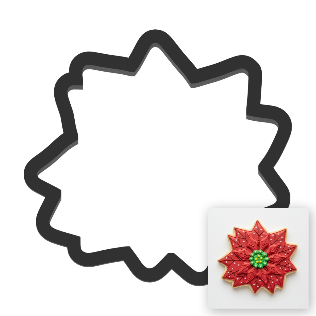 Poinsettia Flower Cookie Cutter with Easy Push Design — main photo