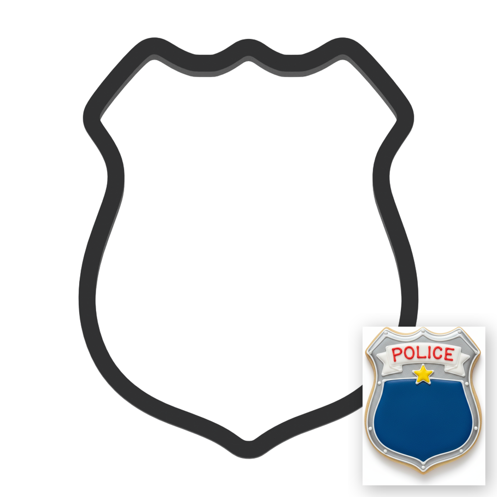 Police Badge Cookie Cutter with Easy Push Design — main photo
