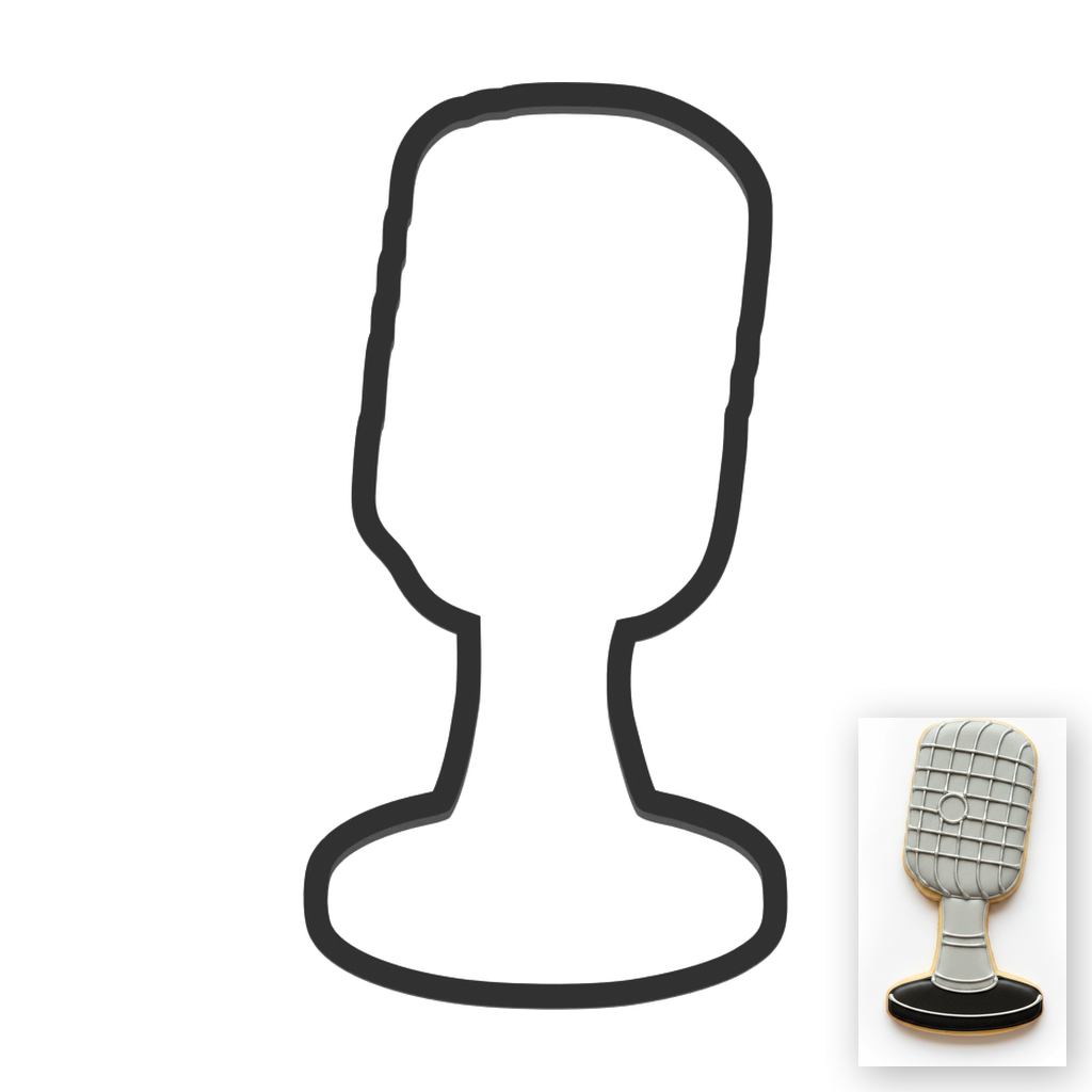 Retro Microphone Cookie Cutter with Easy Push Design — main photo