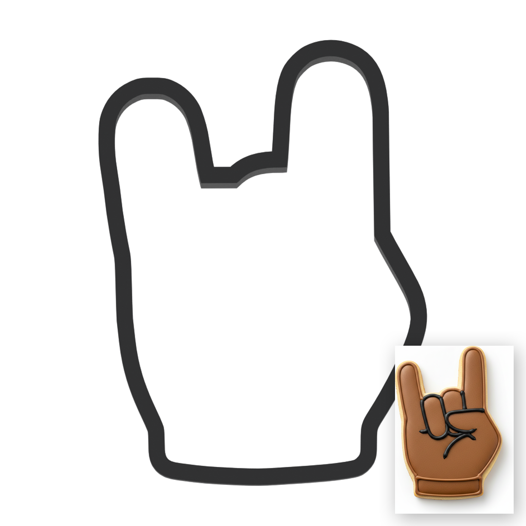 Rock On Music Fingers Cookie Cutter with Easy Push Design — main photo
