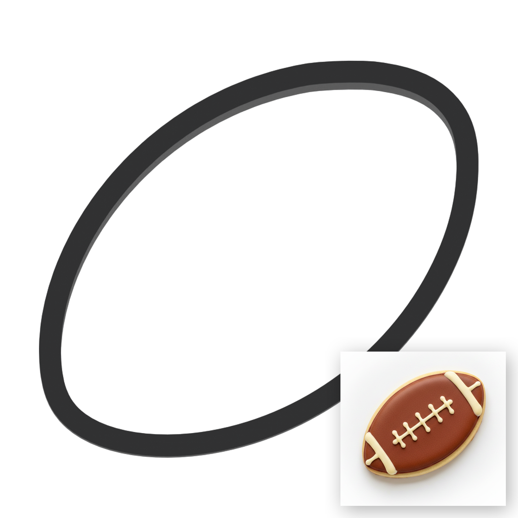Rugby Ball Cookie Cutter with Easy Push Design — main photo