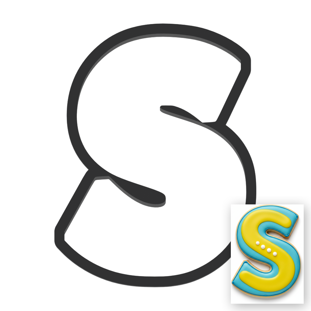 S Capital Block Letter Cookie Cutter with Easy Push Design — main photo