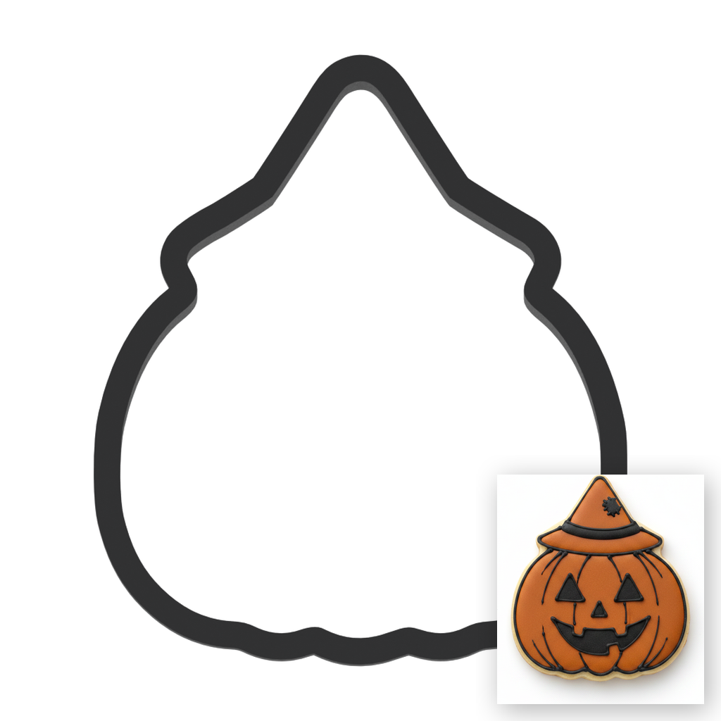 Scarecrow Head Pumpkin Cookie Cutter with Easy Push Design — main photo
